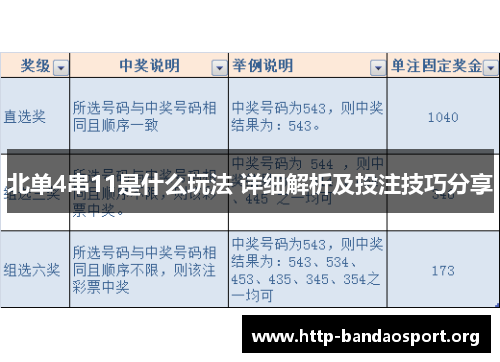 北单4串11是什么玩法 详细解析及投注技巧分享 北单4串11是什么玩法 详细解析及投注技巧分享