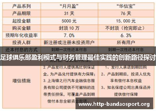 足球俱乐部盈利模式与财务管理最佳实践的创新路径探讨